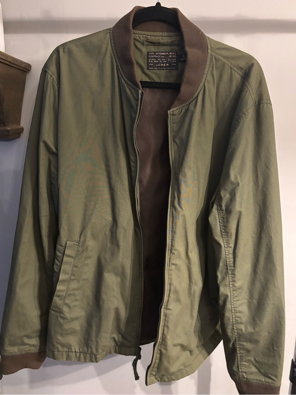J. Crew Olive Green Bomber Jacket - Men’s size XL - Picture 2 of 7